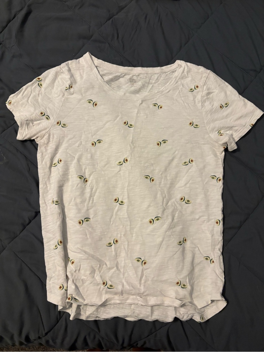 Old Navy White Short Sleeve Tee with Tiny Avocado Motif